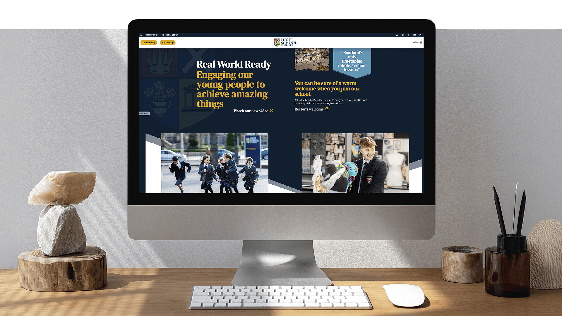 High School of Dundee website displayed on a desktop computer